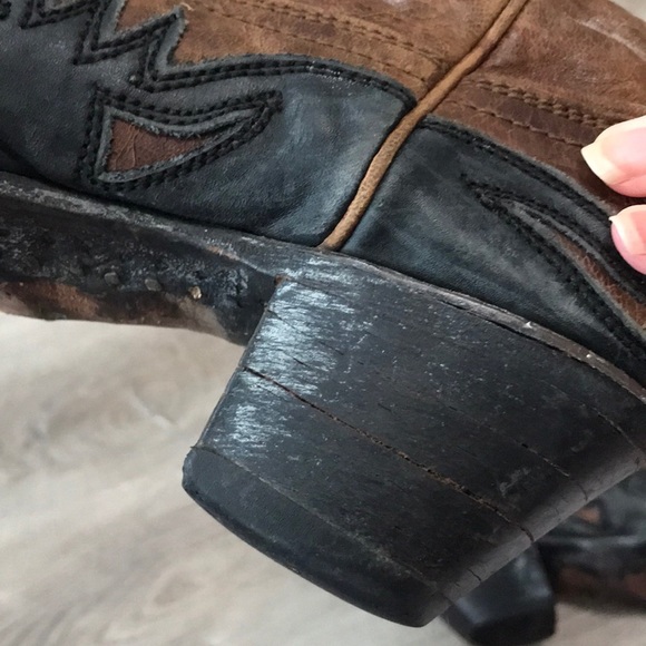 Corral Cowgirl Boots Western Brown Black Leather - Picture 12 of 14